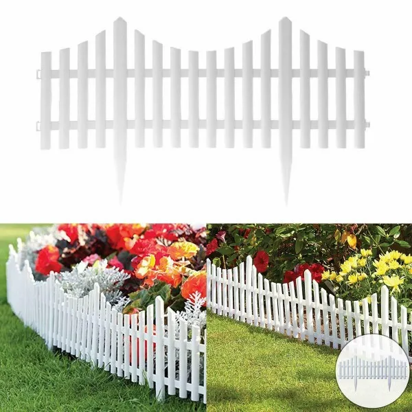 Декоративна ограда, 4 части,  240х32см, бял цвят 2