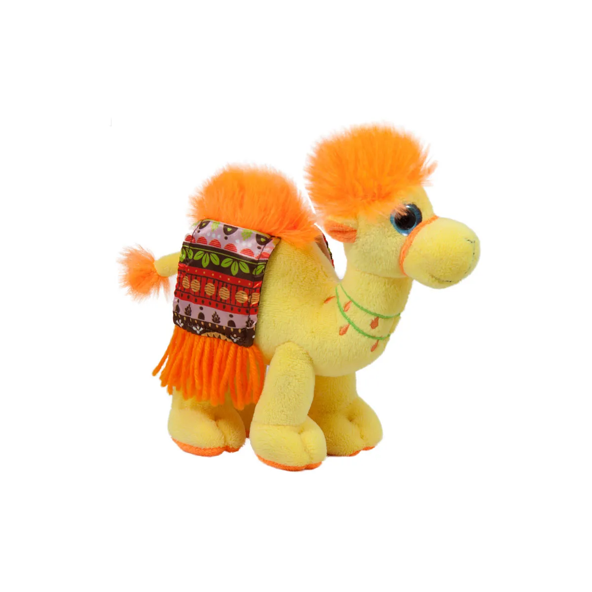 Плюшена камила със шарено седло Жълт, 19см