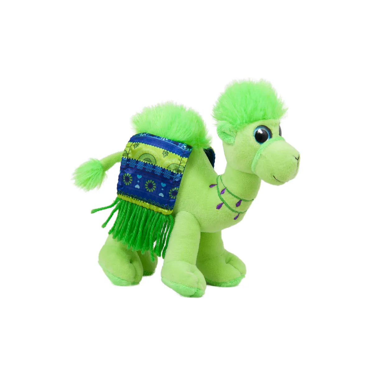 Плюшена камила със шарено седло Зелен, 19см