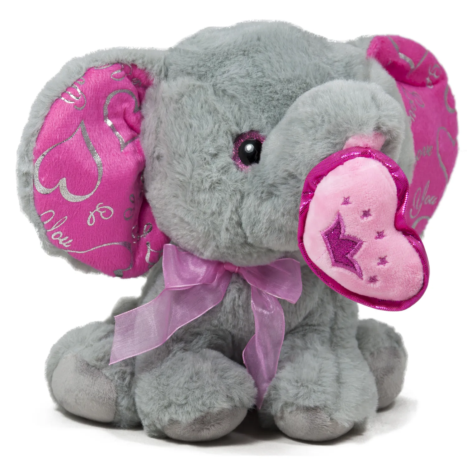 Слон с розово сърце, 35 см 2
