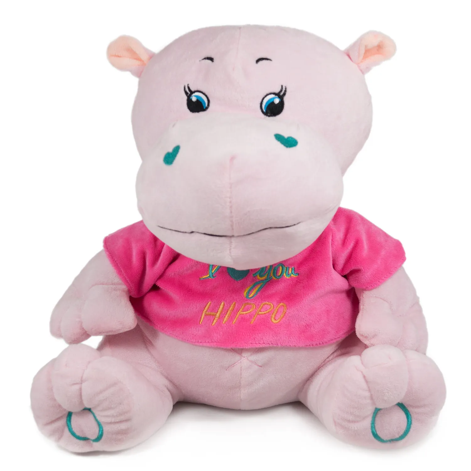 Хипопотам с тениска Розов, 40см