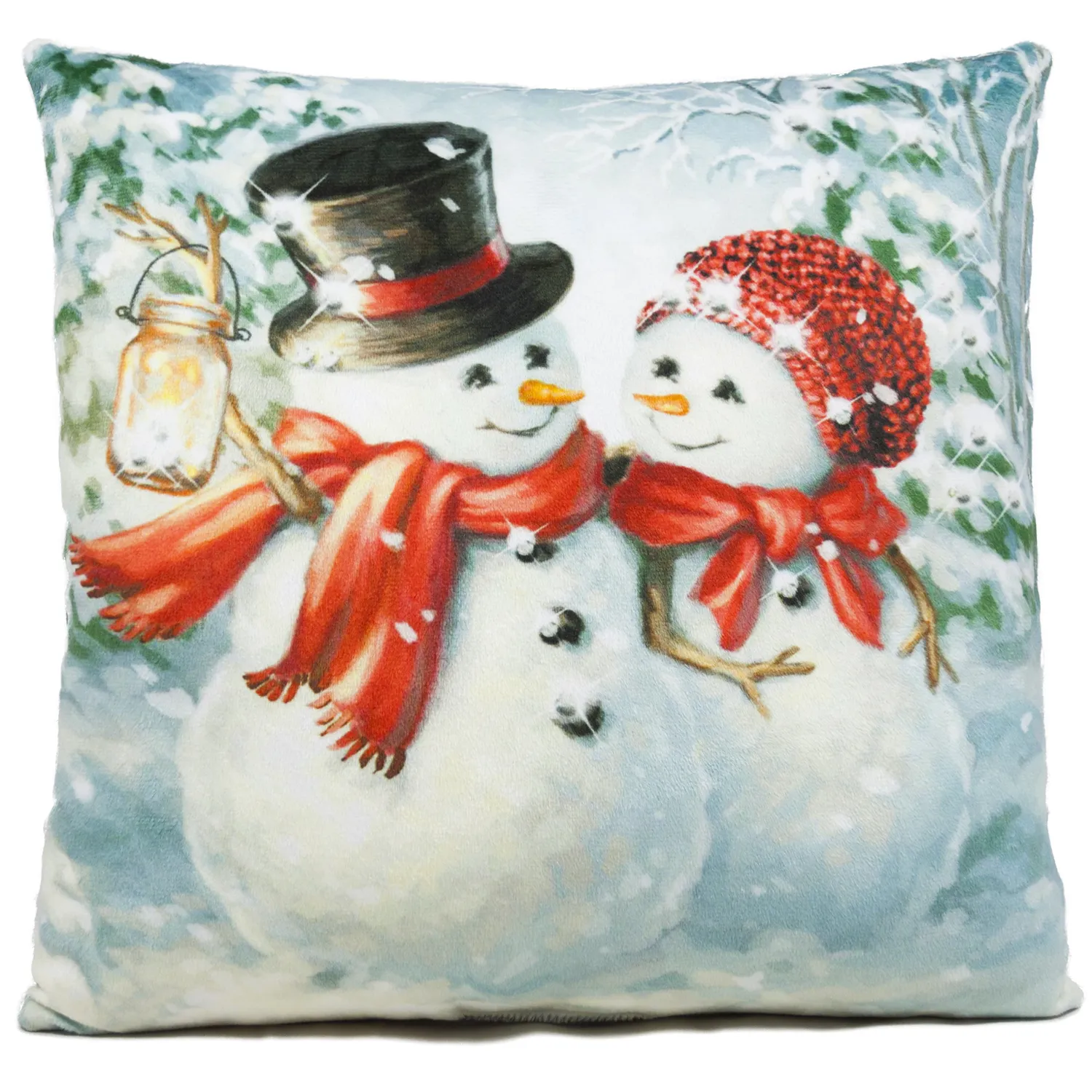 Коледна възглавница Двойка снежни човеци, 38х38см