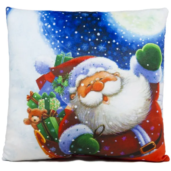 Коледна възглавница Дядо Коледа с подаръци, 38х38см