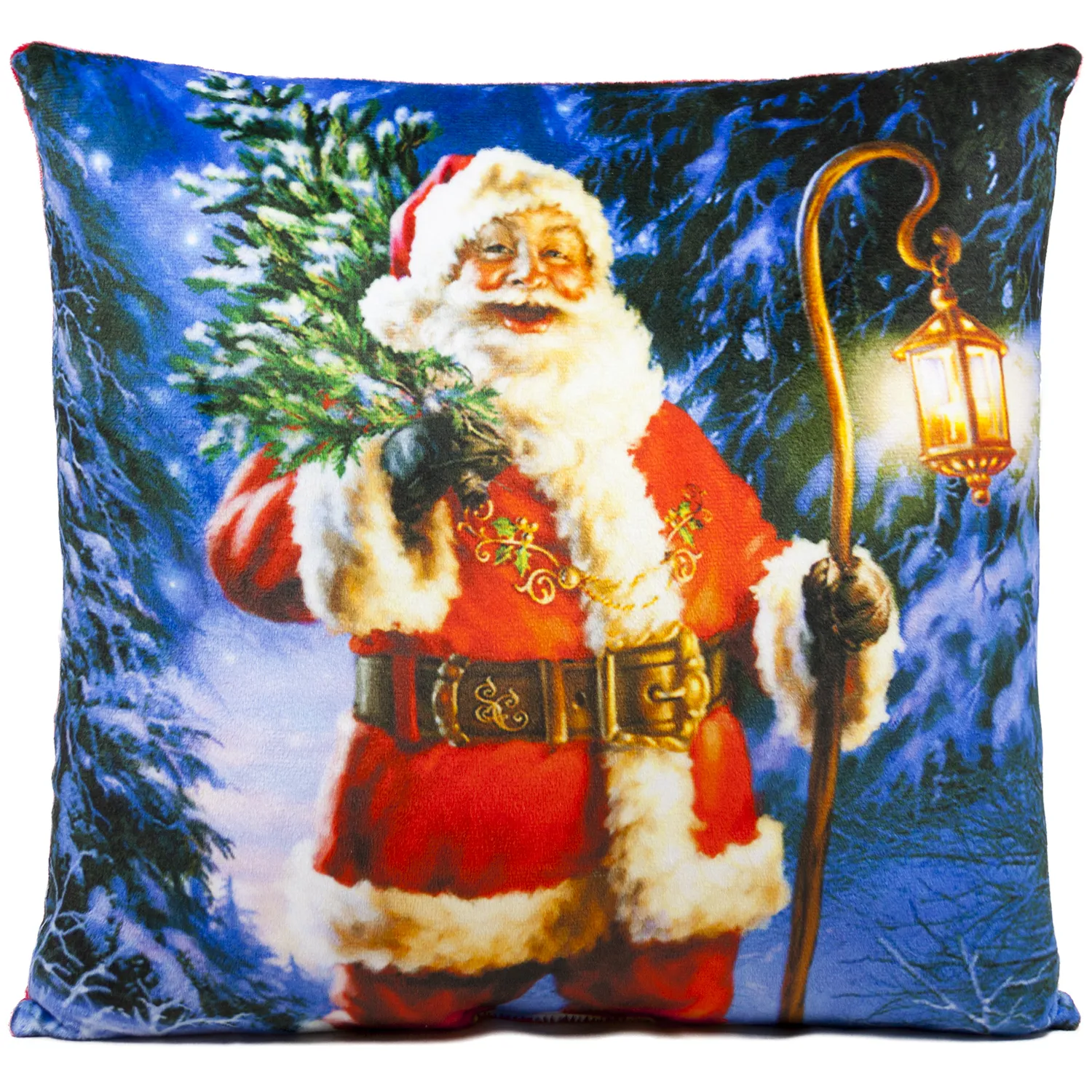Коледна възглавница Дядо Коледа с фенер, 38х38см