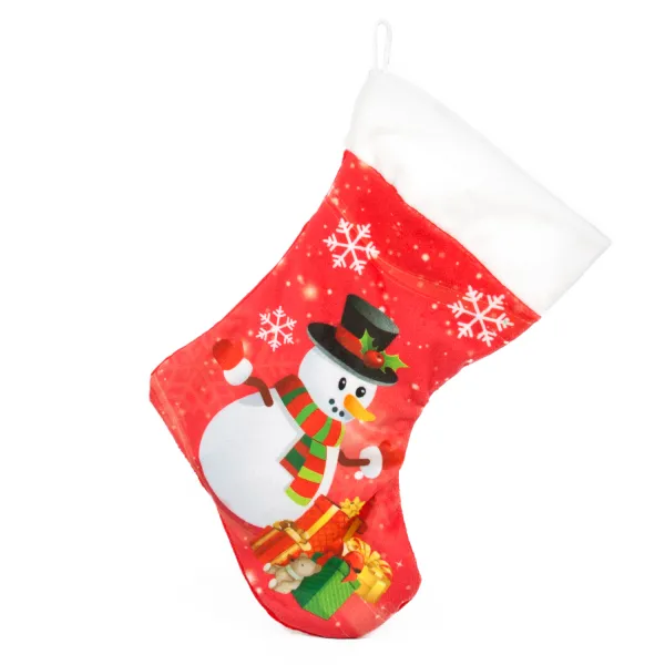 Коледен чорап Червен със снежко, 23см