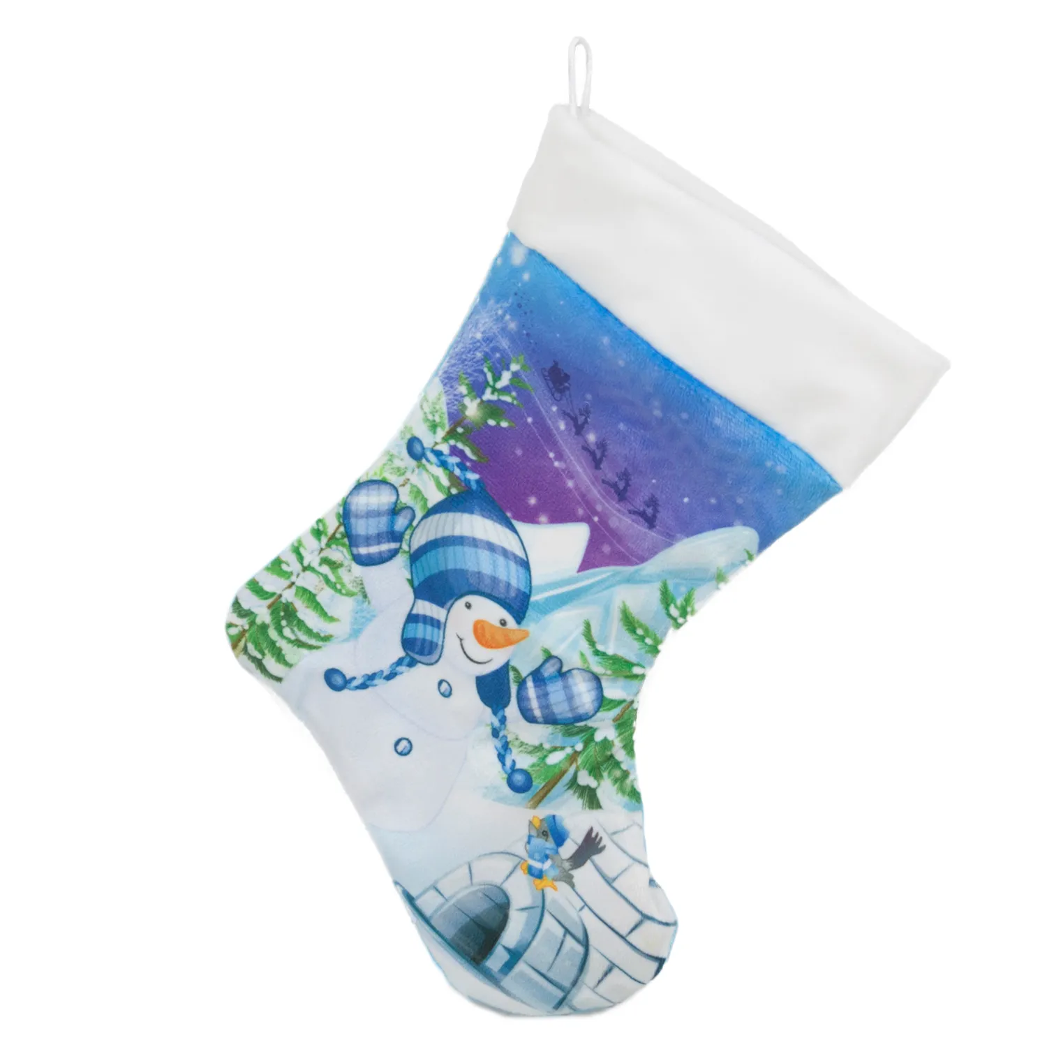Коледен чорап Снежко с иглу, 23см
