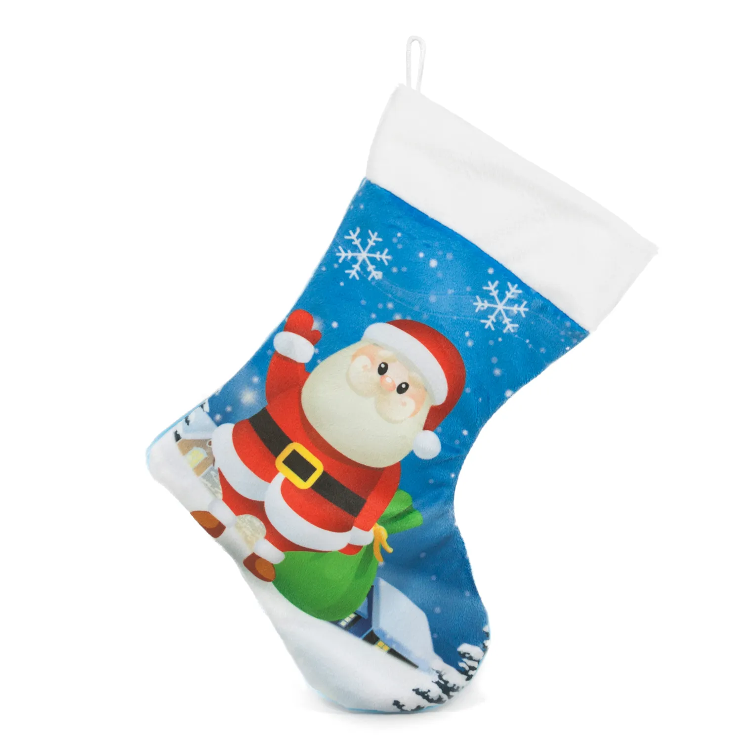Коледен чорап Син с Дядо Коледа, 23 см