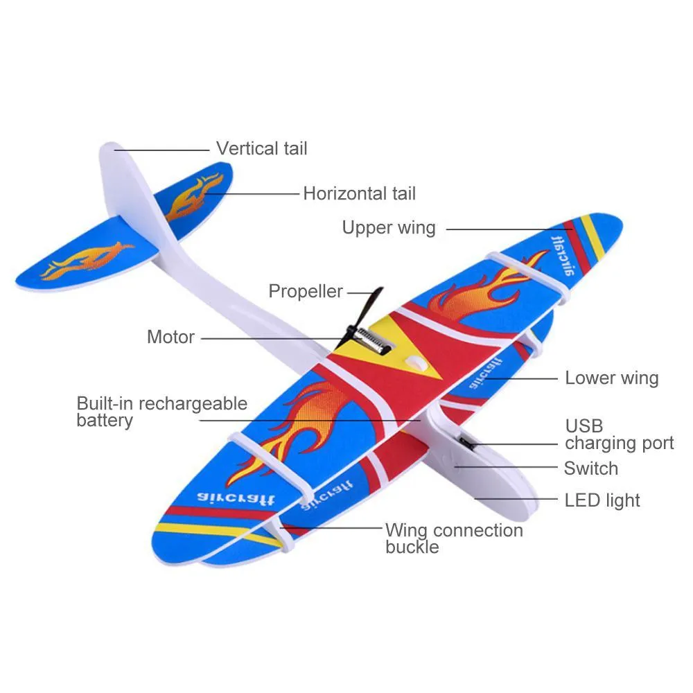Самолет с мотор, LED светлини и презареждаща батерия 4