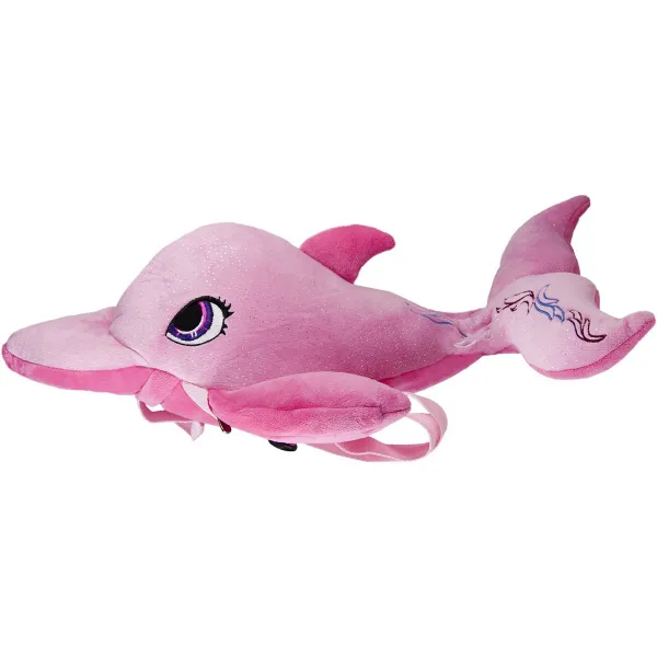 Раница розов делфин от плюш 56см 1