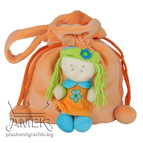 Торбичка с кукла Оранжев 22 см