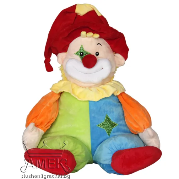 Плюшен шарен клоун Червен 40 см