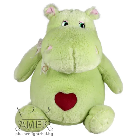 Хипопотам със сърце Зелен 40 см