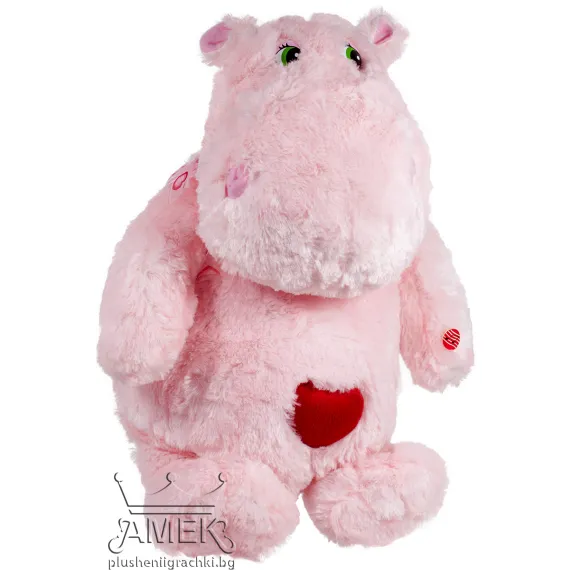 Хипопотам със сърце Розов 40 см
