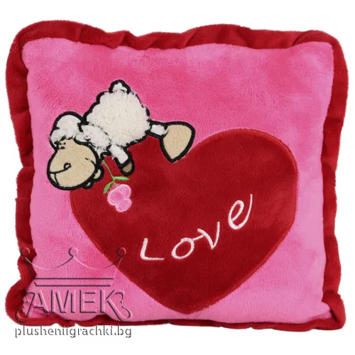 Възглавница с овчица| 2 цвята Червен 35х39 см