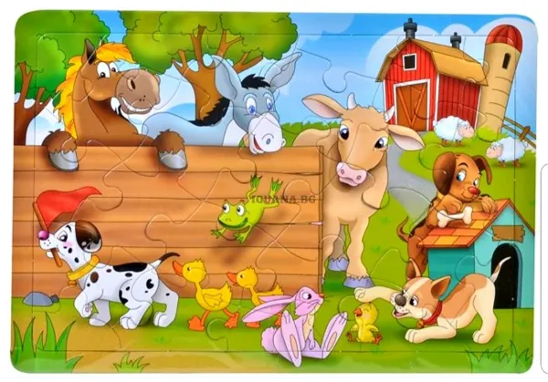 Детски пъзел 24 части, Двор с животни