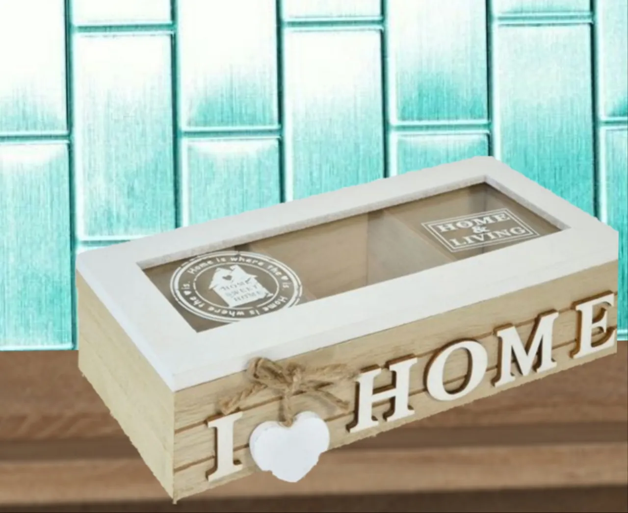 Дървена кутия за съхранение, I LOVE HOME,  24х11х7см 1