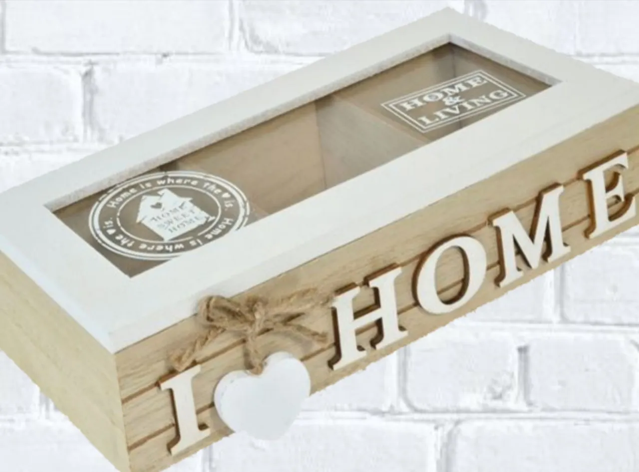Дървена кутия за съхранение, I LOVE HOME,  24х11х7см 2
