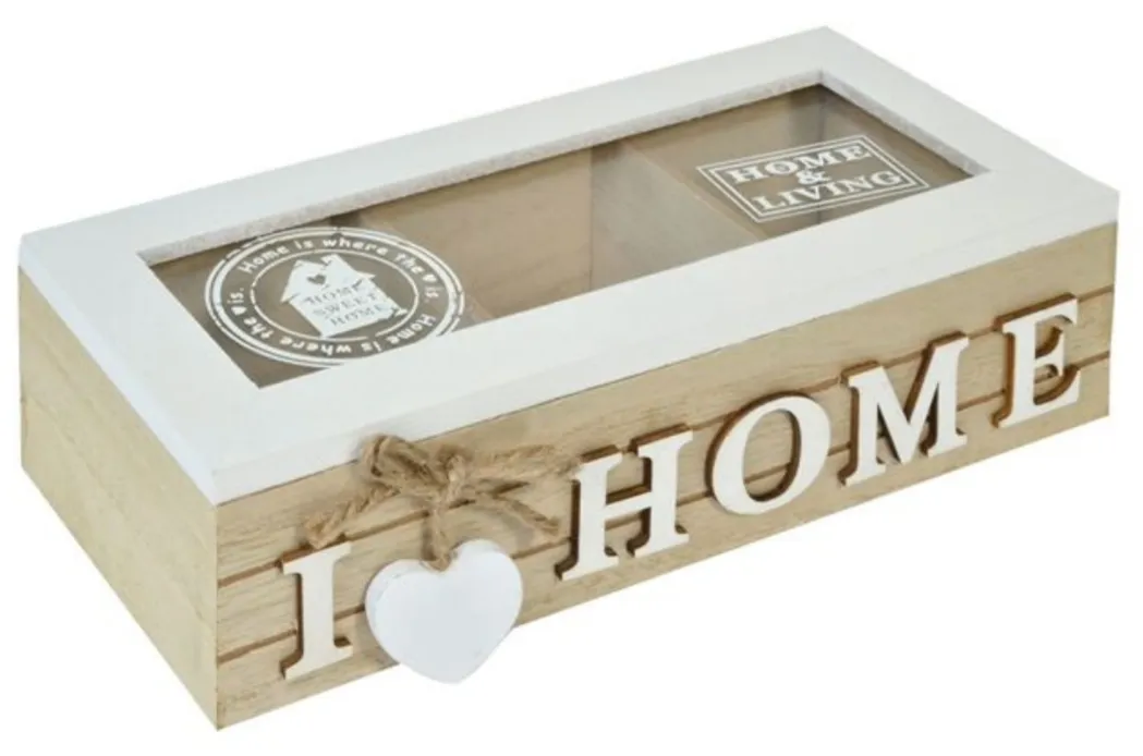 Дървена кутия за съхранение, I LOVE HOME,  24х11х7см 3