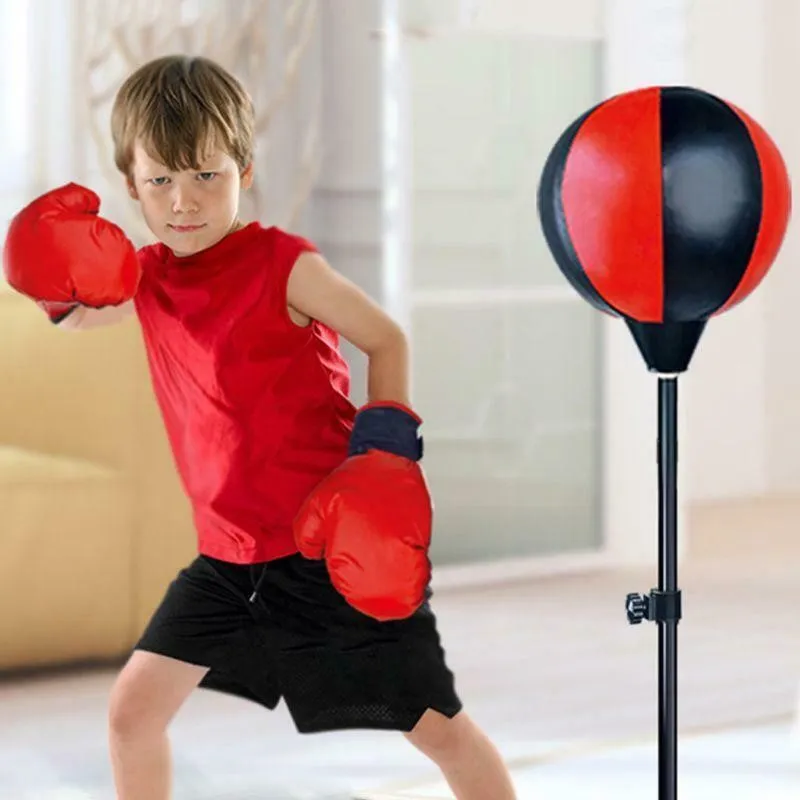 Детска боксова круша на стойка с ръкавици, регулируема височина 67-102см 2