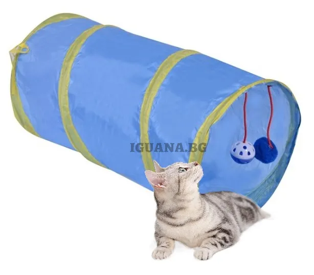 Тунел за котки с две висящи играчки