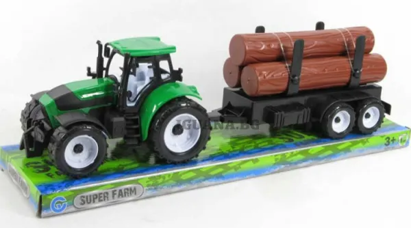 Детски Селскостопански Машини / Трактор + Ремърке + Трупи 