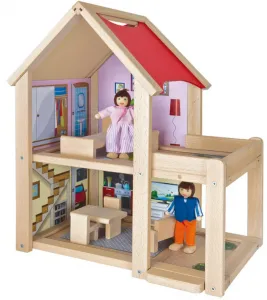 Дървена къща с две кукли Eichhorn, 22.5x36x41см. 1