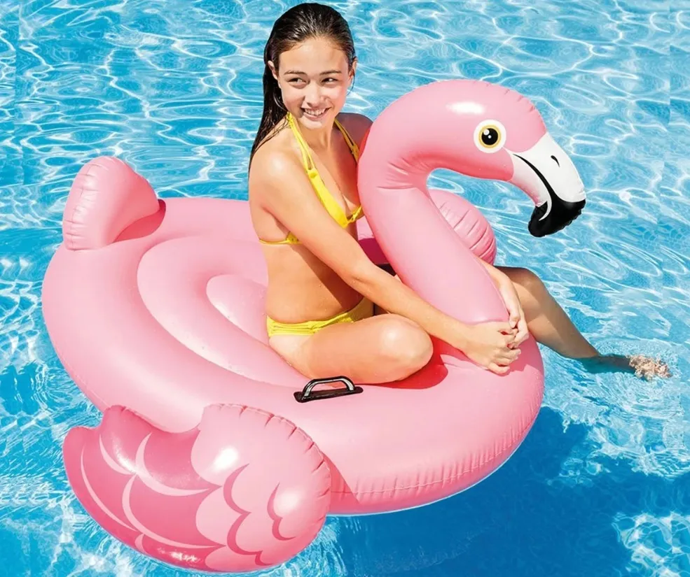 Надуваемо розово фламинго 147см - INTEX 57558NP - Flamingo Ride-on 6