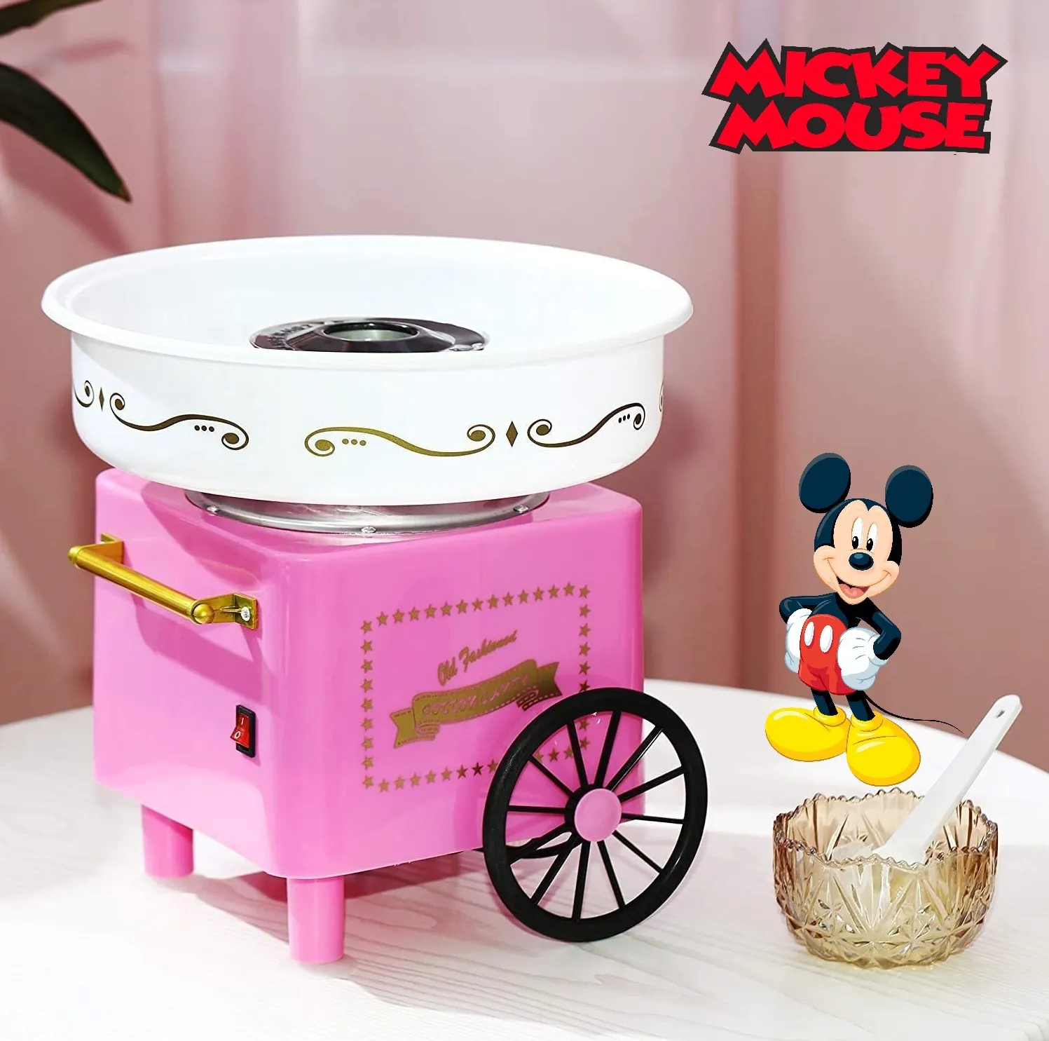 Машина за захарен памук, розова, 520W РЕТРО ДИЗАЙН, Мики Маус Mickey Mouse 1