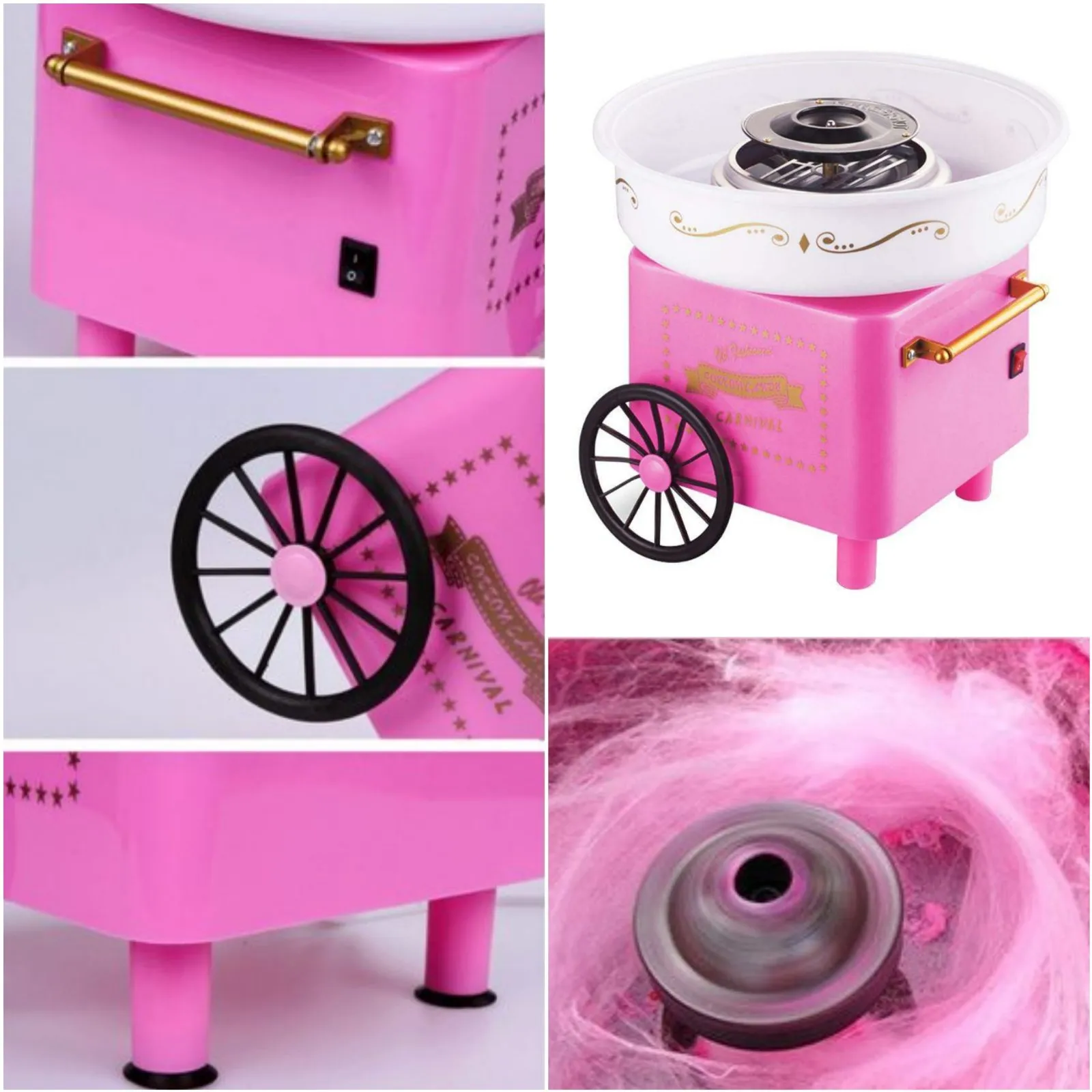 Машина за захарен памук, розова, 520W РЕТРО ДИЗАЙН, Пепа Пиг, Peppa Pig 4