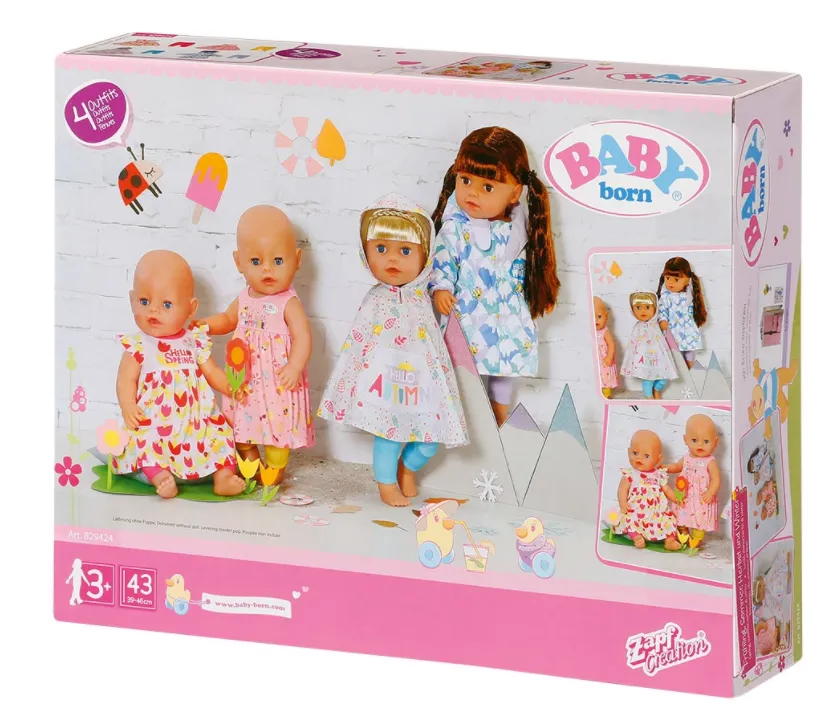 BABY Born, Бейби борн - Комплект Сезонни дрешки за кукла 43 см 1