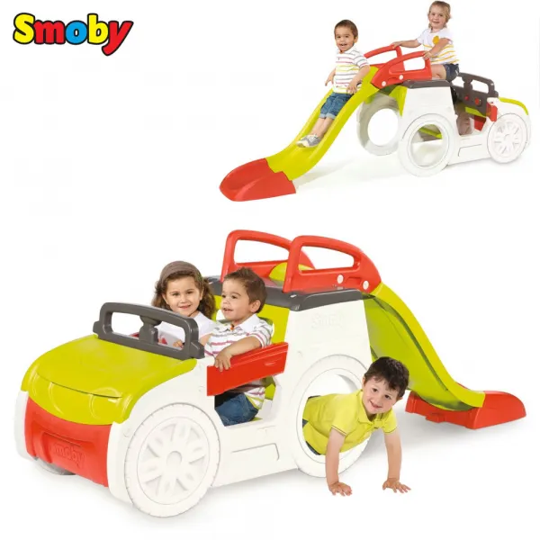 Smoby - Занимателен център Кола на приключенията с пързалка и пясъчник 1