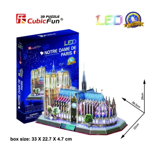 Cubic Fun 3D Пъзел Notre Dame de Paris, LED inside, 149 части 2