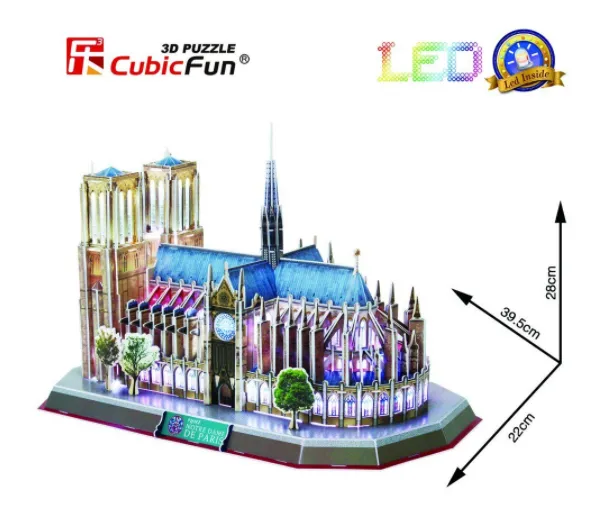 Cubic Fun 3D Пъзел Notre Dame de Paris, LED inside, 149 части 1
