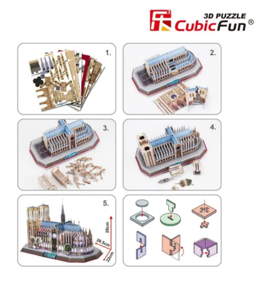 Cubic Fun 3D Пъзел Notre Dame de Paris, LED inside, 149 части 4