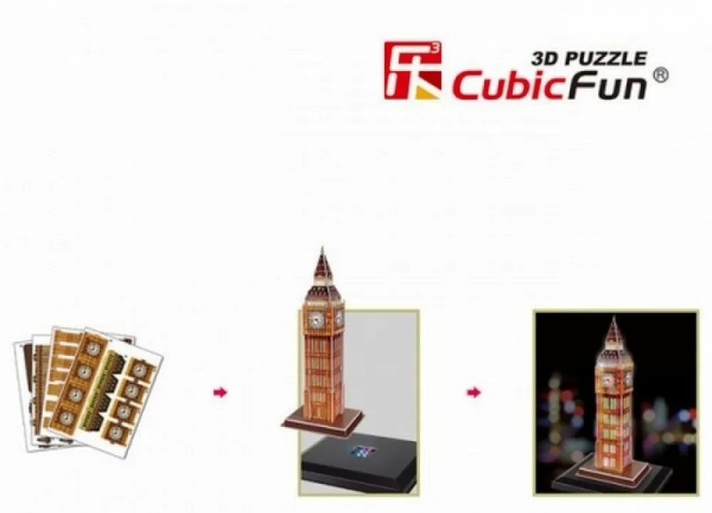 Cubic Fun 3D Пъзел Big Ben (U.K), LED светлини, 28 части 3
