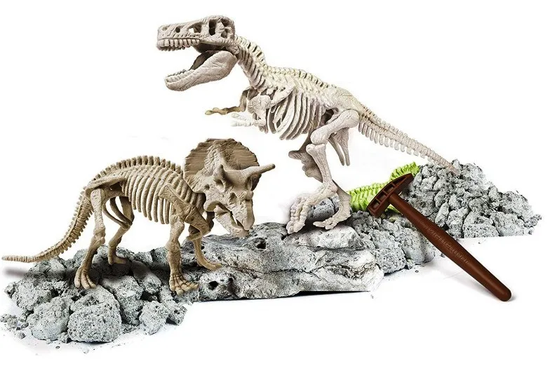 CLEMENTONI Science Play Скелет T-Rex and Triceratops светещ 1