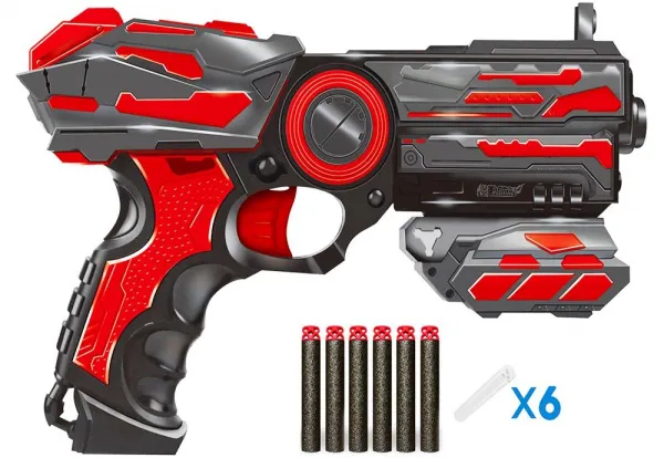 RED GUNS Игрален Комплект  Пистолет с пълнител, 6 меки стрели, бинокъл и белезници 1