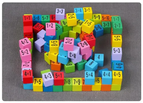 Дървена таблица за умножение, 100 кубчета, многоцветна, 19х19см 6