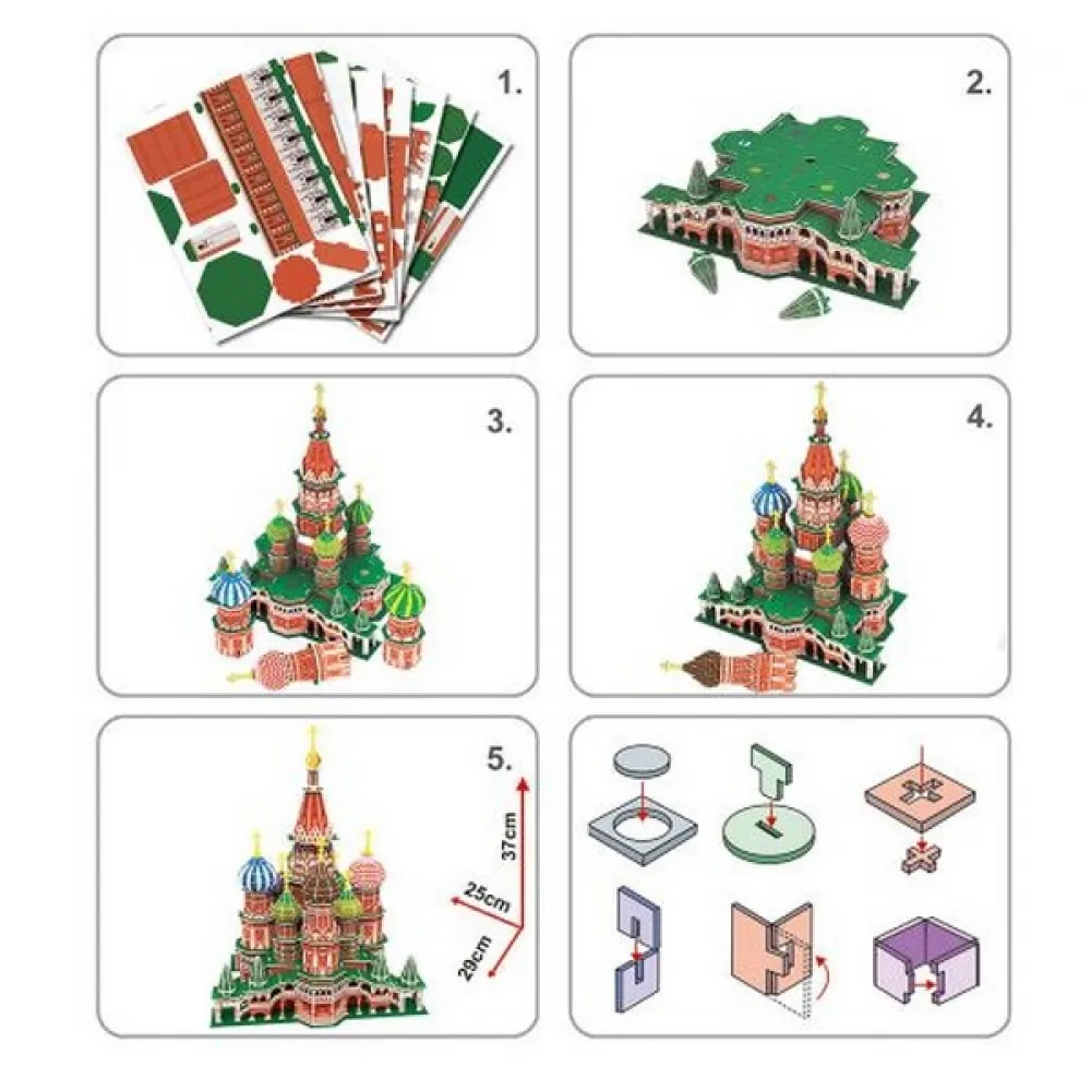 Cubic Fun Пъзел 3D St.Basil's Cathedral (Russia), 224 части, LED светлини  4