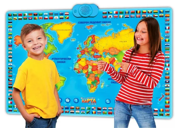 Интерактивна/Образователна карта на света Zanzoon - На български и английски език, 1000 интересни факта  1