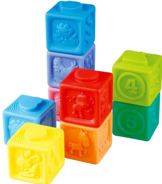 PlayGo Комплект цветни, меки кубчета - пирамида, 9бр 1