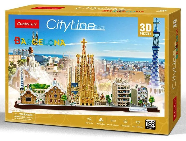 CubicFun 3D Пъзел CITY LINE BARCELONA/Барселона, 186 части  2