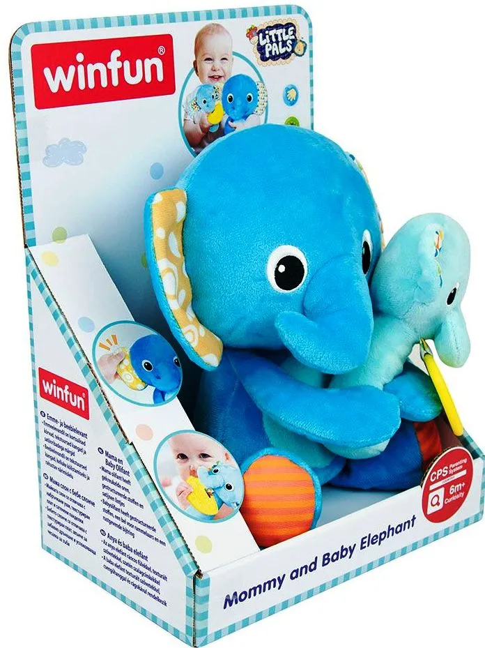 WINFUN Плюшен Слон с Бебе Слонче - Дрънкалка Little Pals 2