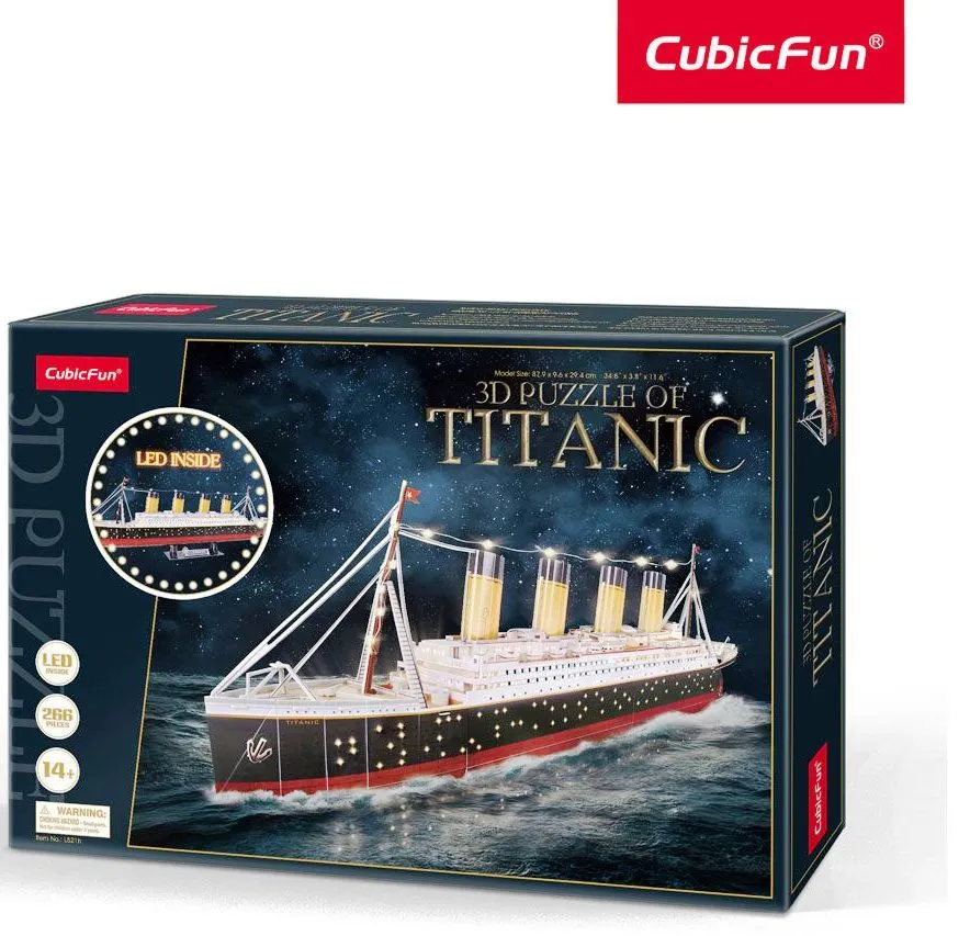 Cubic Fun 3D LED Пъзел Кораб Титаник/Titanic, 266 части, LED Светлина 1