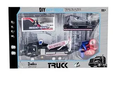 OCIE DIY City Truck Пътна помощ 1:48 със 3 вида сменящи се ремаркета, пътни знаци 2