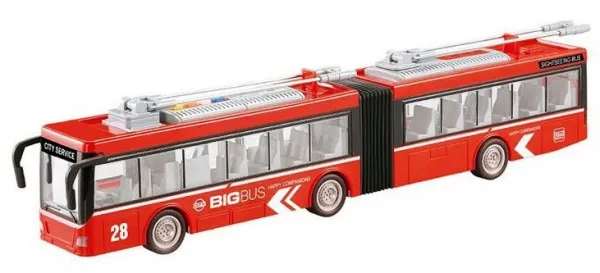 OCIE City Service Градски тролейбус със ЗВУК и СВЕТЛИНИ, отварящи се врати, 1:16, червен 1