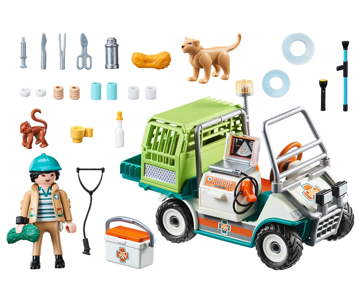 Playmobil - Занимателен игрален комплект  Ветеринар с кола, 65 елемента  2