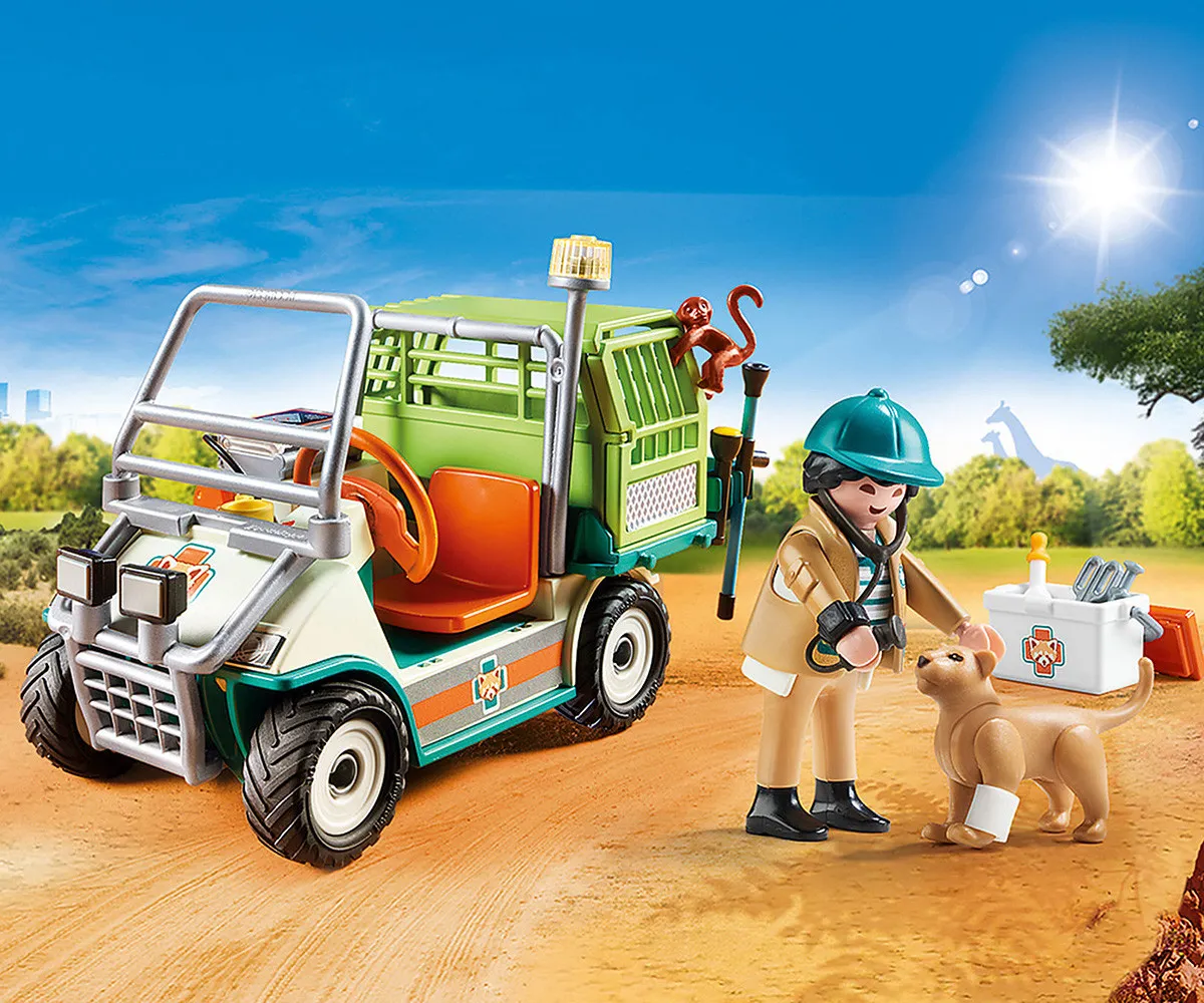 Playmobil - Занимателен игрален комплект  Ветеринар с кола, 65 елемента  3