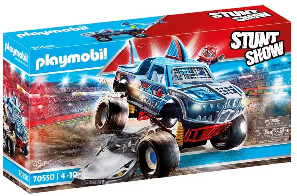 Playmobil - Занимателен комплект за игра Каскадьорско шоу, Камион Акула, 45 елемента  1