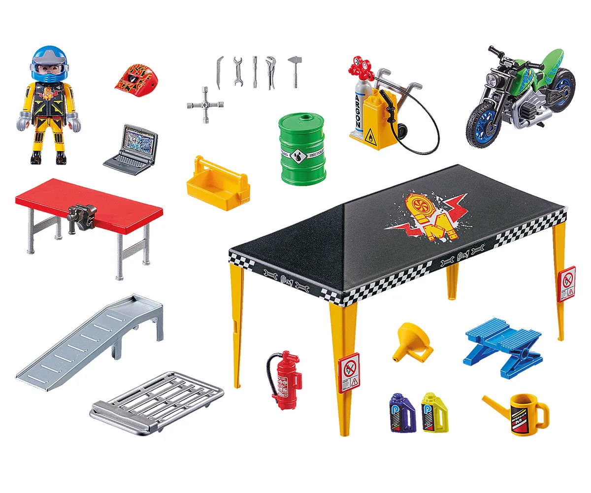 Playmobil - Занимателен комплект за игра Каскадьорско шоу, Сервизна палатка, 49 елемента  2